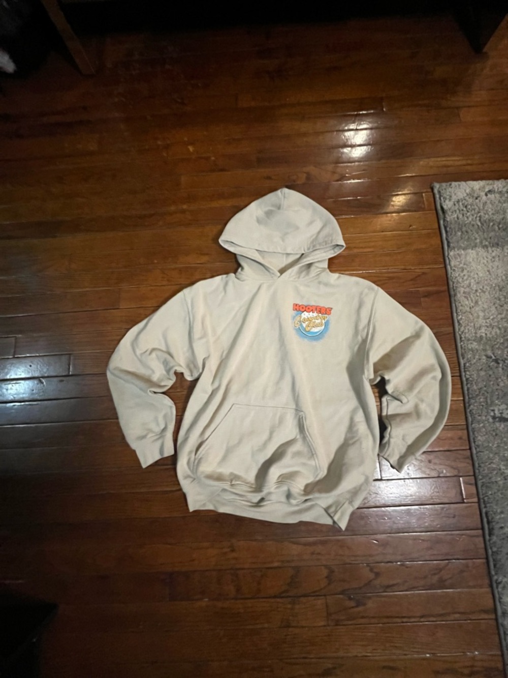 Hooters Cream Zip Up Hoodie with Logo